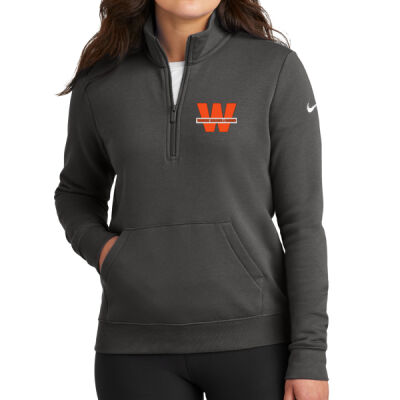 Wimberly Athletics - Women's Club Fleece Sleeve Swoosh 1/2 Zip Thumbnail